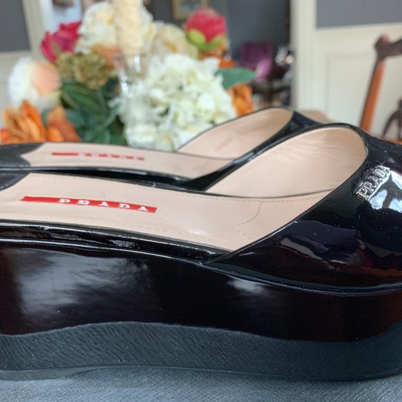 Prada Black Patent Platform Sandals-37.5/7.5-8 - Picture 5 of 12